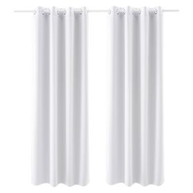 Blackout Curtains, White Blocking Drapes for Bedroom and Living Room, 2 Panels Set Grommet Room Darkening Curtain, Solid Thermal Insulated Drapes