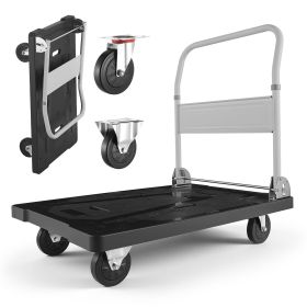 Foldable Push Cart Dolly, 660 lbs Capacity, Folding Platform Truck with Swivel Wheels, Moving Platform Hand Truck Flatbed Cart