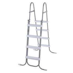 4 Steps 52in Pool Ladder Iron Grey Frame + White Steps Safety Ladder