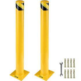 Safety Bollard, 48 Inch Height Bollard Post, 4.5 Inch Diameter Steel Pipe Safety Bollard Post, Yellow Steel Bollard