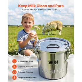 Goat Milking Machine, 0.8 Gal Food-Grade Stainless Steel Bucket, With 5200 MAh Rechargeable Battery, 2 Teat Cups, Cordless Portable Pulsation Vac (Option: Black)