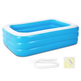 Inflatable Swimming Pools Family Swim Play Center Pool Blow up Kiddie Pool for Family Inflatable Lounge Pool for Kids Baby Adult Inflatable Water (Color: Blue)